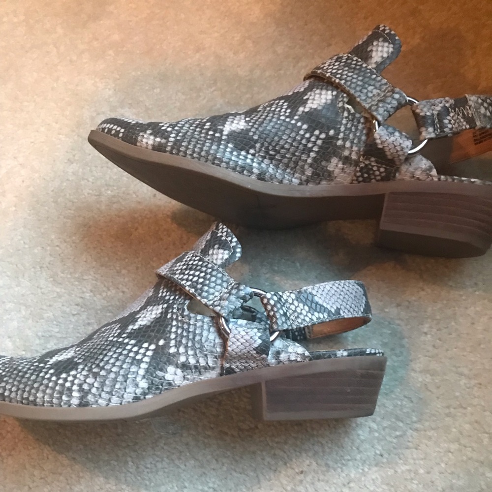 Snakeskin mule.  Size 9, excellent condition